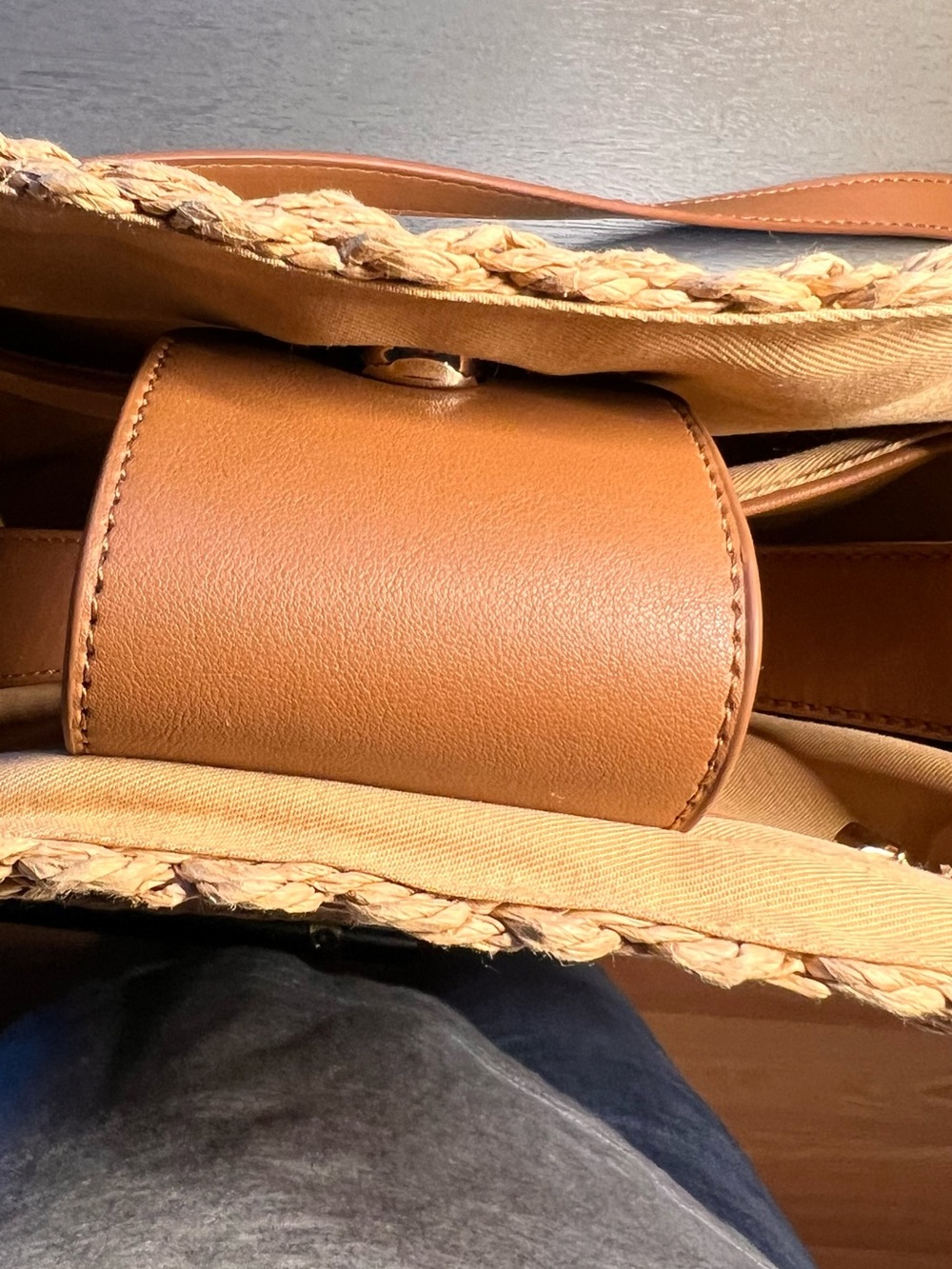 Woven Crossbody Bag in Tan and Brown - Picture 5 of 9